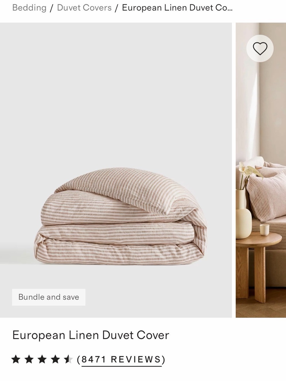 Quince Linen Duvet Cover in Natural Stripe - Beige & Cream
